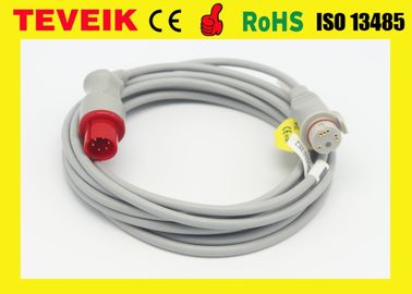 Round 6 Pin IBP Cable 12 Feet / Reusable Medical Electrodes For Patient Monitor