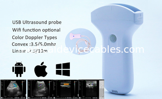 Handheld USB Wypukła bezprzewodowa sonda ultradźwiękowa Medical Doppler 3,5-5 MHz dla Adroid